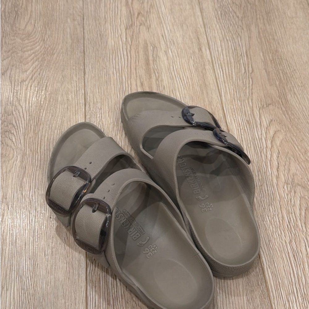 Birkenstock Women's Double-Buckle Slide Sandals in Taupe